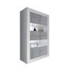 Vitrine séjour moderne 4 portes blanc brillant ciment Tina BC Basic Offre