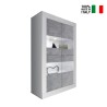 Vitrine séjour moderne 4 portes blanc brillant ciment Tina BC Basic Vente