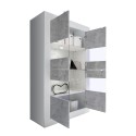 Vitrine séjour moderne 4 portes blanc brillant ciment Tina BC Basic Remises