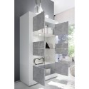 Vitrine séjour moderne 4 portes blanc brillant ciment Tina BC Basic Choix