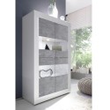 Vitrine séjour moderne 4 portes blanc brillant ciment Tina BC Basic Catalogue
