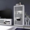 Vitrine séjour moderne 4 portes blanc brillant ciment Tina BC Basic Réductions
