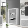Vitrine séjour moderne 4 portes blanc brillant ciment Tina BC Basic Promotion