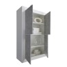 Buffet cuisine séjour 4 portes blanc brillant béton Novia BC Basic Remises