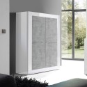 Buffet cuisine séjour 4 portes blanc brillant béton Novia BC Basic Choix
