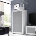 Buffet cuisine séjour 4 portes blanc brillant béton Novia BC Basic Promotion