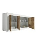 Dressoir woonkamermodule wit glanzend hout 3 deuren 160cm Modis BW Basic Korting