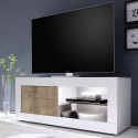 Support TV mobile pour salle de séjour blanc brillant en bois Diver BW Basic Réductions