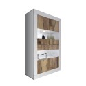 Vitrine de séjour blanc brillant 4 portes en verre et bois Tina BW Basic Offre
