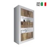 Vitrine de séjour blanc brillant 4 portes en verre et bois Tina BW Basic Vente