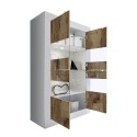 Vitrine de séjour blanc brillant 4 portes en verre et bois Tina BW Basic Remises