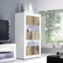 Vitrine de séjour blanc brillant 4 portes en verre et bois Tina BW Basic Réductions