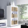 Vitrine de séjour blanc brillant 4 portes en verre et bois Tina BW Basic Réductions