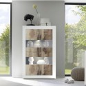 Vitrine de séjour blanc brillant 4 portes en verre et bois Tina BW Basic Modèle