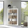 Vitrine de séjour blanc brillant 4 portes en verre et bois Tina BW Basic Modèle