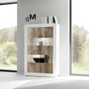 Vitrine de séjour blanc brillant 4 portes en verre et bois Tina BW Basic Choix