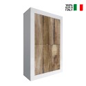 Buffet 4 portes séjour blanc brillant et bois Novia BW Basic Vente