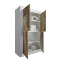 Buffet 4 portes séjour blanc brillant et bois Novia BW Basic Remises