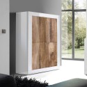 Buffet 4 portes séjour blanc brillant et bois Novia BW Basic Réductions