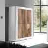 Buffet 4 portes séjour blanc brillant et bois Novia BW Basic Réductions