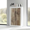 Buffet 4 portes séjour blanc brillant et bois Novia BW Basic Choix