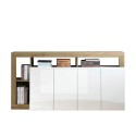 Buffet séjour Cadiz BR 184cm, 4 portes blanc laqué chêne. Offre