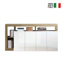 Buffet séjour Cadiz BR 184cm, 4 portes blanc laqué chêne. Vente