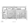 Buffet séjour Cadiz BR 184cm, 4 portes blanc laqué chêne. Catalogue