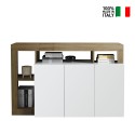 Buffet moderne 3 portes blanc laqué chêne 146 cm Hailey BR Vente