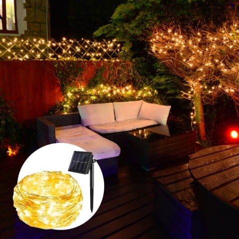 Lichtslingers 200 led-verlichting op zonne-energie kersttuin balkon feest NestX Aanbieding