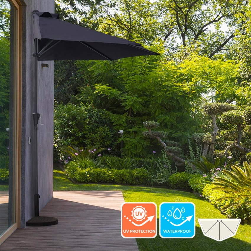 Muurparasol 200 x 150 cm Kailua Black Aanbieding Muurparasol 200 x 150 cm Kailua Black Aanbieding