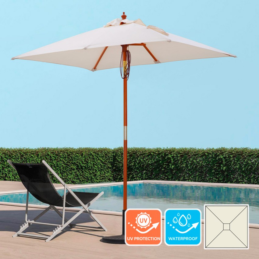 Parasol droit de jardin en bois anti UV 200x150cm Ormond Promotion Parasol droit de jardin en bois anti UV 200x150cm Ormond Promotion