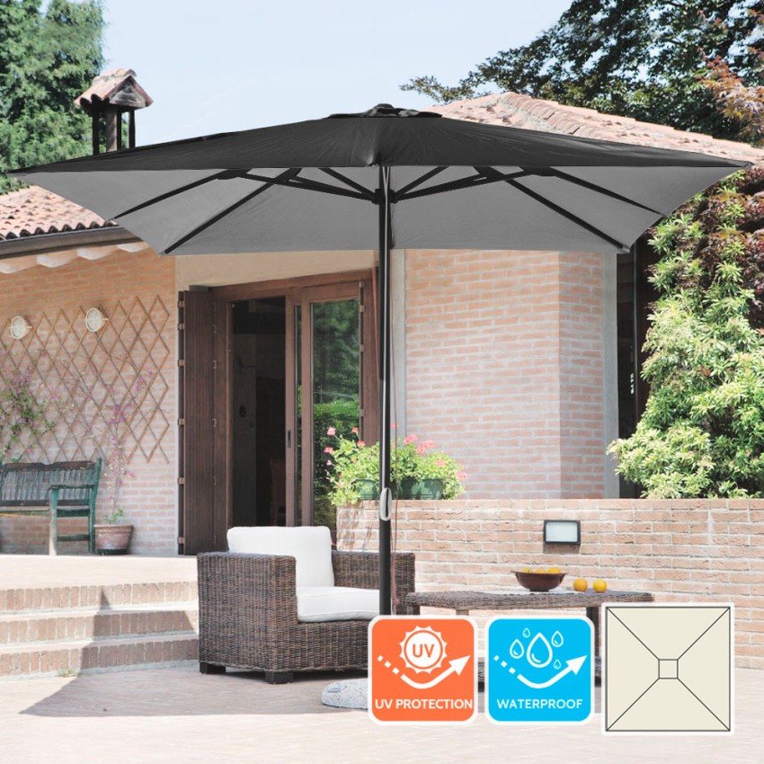 Vierkante aluminium parasol met centrale paal 3x3 meter Marte Noir Aanbieding Vierkante aluminium parasol met centrale paal 3x3 meter Marte Noir Aanbieding