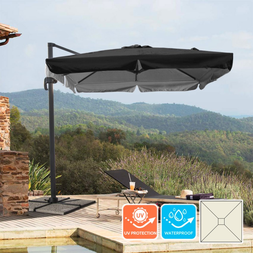 Vierkante aluminium zweefparasol 2,5x2,5 m Paradise Noir Aanbieding