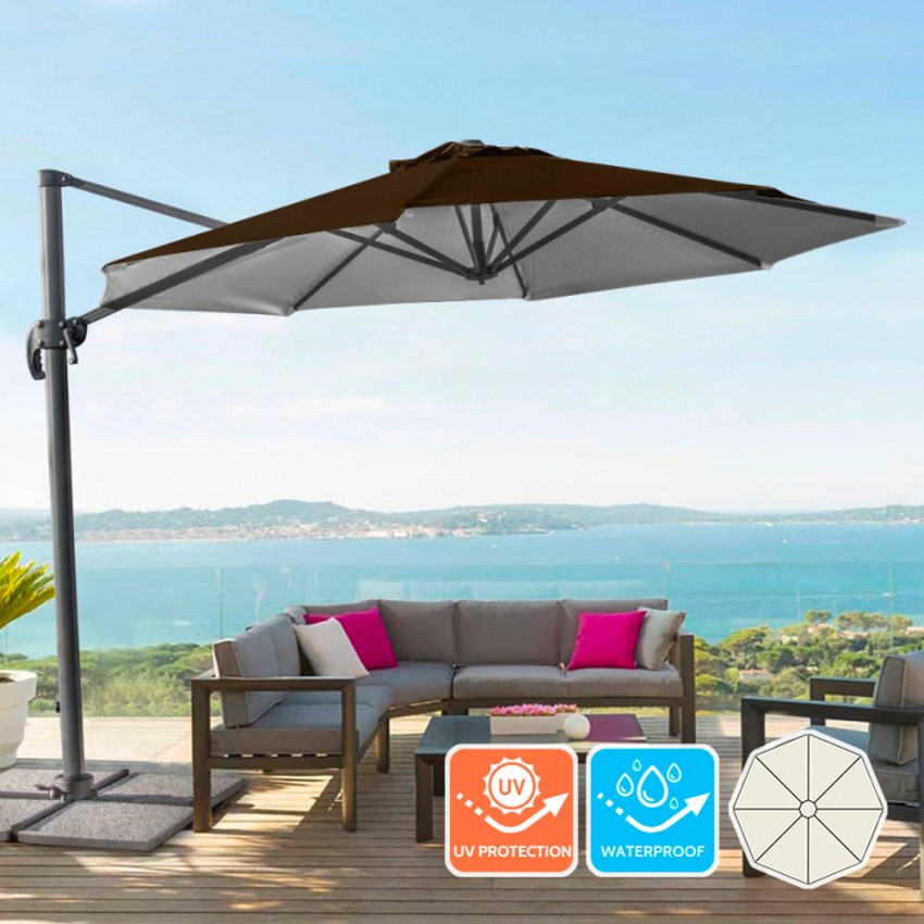 Vierkante aluminium zweefparasol 3 x 3 meter Paradise Brown Aanbieding Vierkante aluminium zweefparasol 3 x 3 meter Paradise Brown Aanbieding