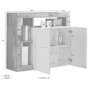 Buffet de rangement gris ciment 2 portes blanc brillant Reva BC Remises