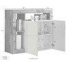 Buffet de rangement gris ciment 2 portes blanc brillant Reva BC Remises