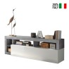 Meuble TV mobile blanc laqué et gris ciment 184 cm Dorian BC Vente