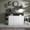 Moderne zwarte dressoir buffetkast met 2 deuren en 3 lades in hoogglans wit Lavine BX Aanbieding