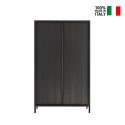 Crédence design moderne 2 portes 4 compartiments bois noir Bogarde Steel Vente