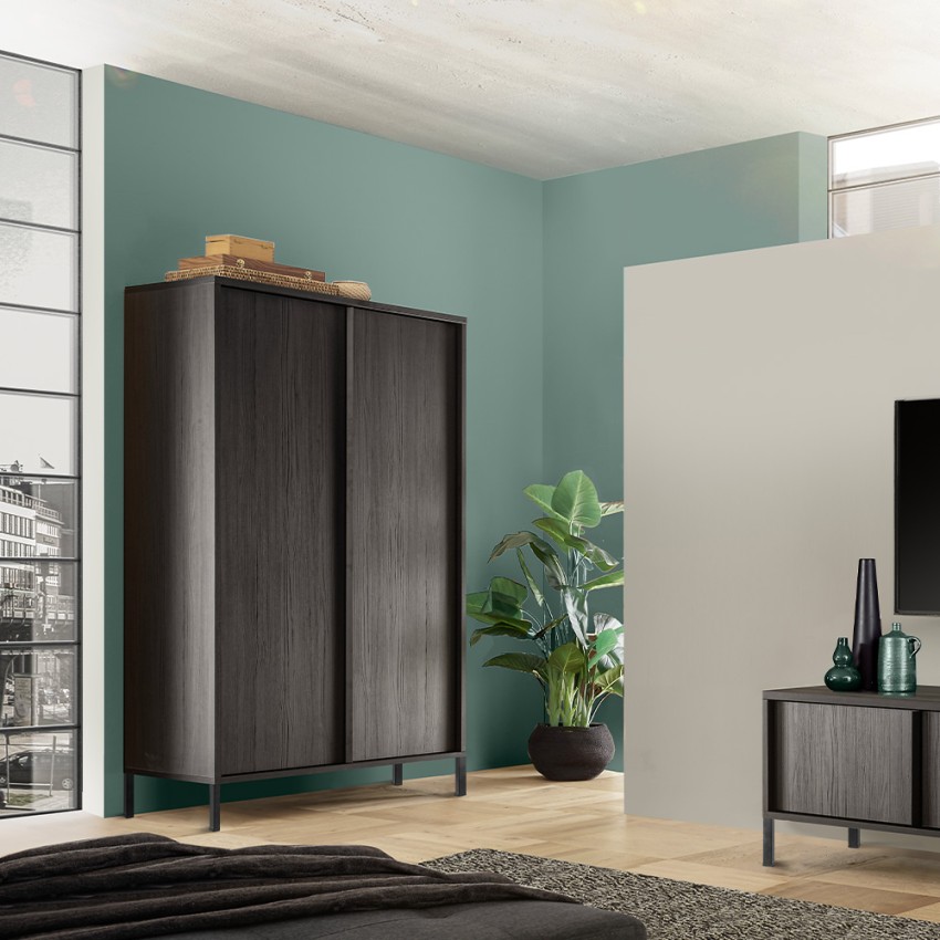 Moderne design dressoir 2 deuren 4 vakken zwart hout Bogarde Steel Aanbieding Moderne design dressoir 2 deuren 4 vakken zwart hout Bogarde Steel Aanbieding