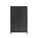 Crédence design moderne 2 portes 4 compartiments bois noir Bogarde Steel Offre