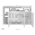 Moderne woonkamerkast van hout met 3 glanzend witte deuren van 146cm Hailey BP Model