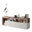 Meuble TV bois abattant blanc brillant Dorian BP Offre