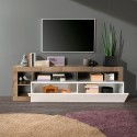 Meuble TV bois abattant blanc brillant Dorian BP Choix