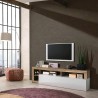 Meuble TV bois abattant blanc brillant Dorian BP Réductions