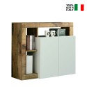 Buffet en bois 2 portes blanc brillant salon moderne Reva BP Vente