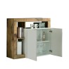 Buffet en bois 2 portes blanc brillant salon moderne Reva BP Remises