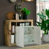 Buffet en bois 2 portes blanc brillant salon moderne Reva BP Catalogue