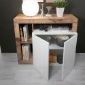 Buffet en bois 2 portes blanc brillant salon moderne Reva BP Choix